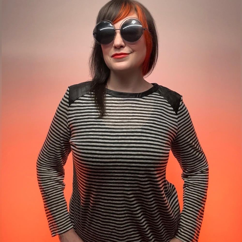 TOWNSEN / Black & White Stripe Sweater / Size XS / Goth Emo Punk Grunge Alt Girl